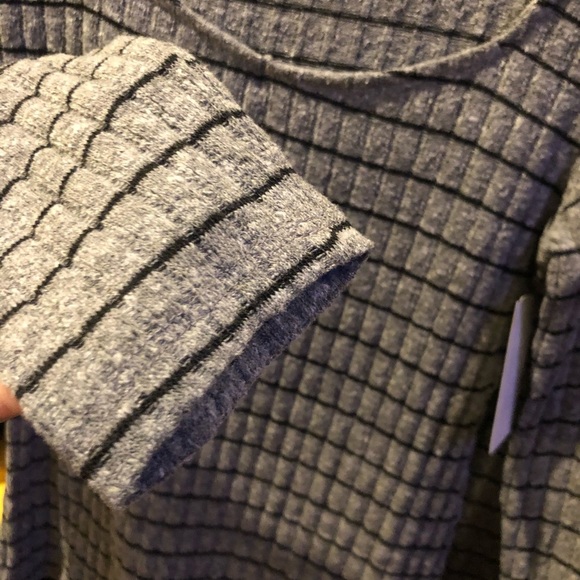 Project Social T Kimora Sweetheart Knit Top Gray with Black Stripes - Picture 8 of 12